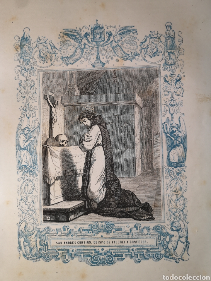 Joalharia: GRABADO RELIGIOSO - SAN ANDR&Eacute;S CORSINO - A&Ntilde;O 1852 - A&Ntilde;O CRISTIANO - 17.50 X 26 CM - IMAGEN 12 X 17CM