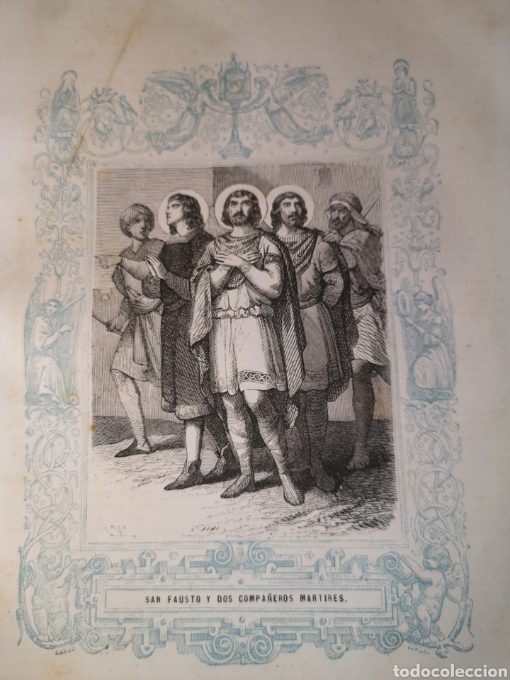 Joalharia: GRABADO RELIGIOSO - SAN FAUSTO - A&Ntilde;O 1852 - A&Ntilde;O CRISTIANO - 17.50 X 26 CM - IMAGEN 12 X 17 CM