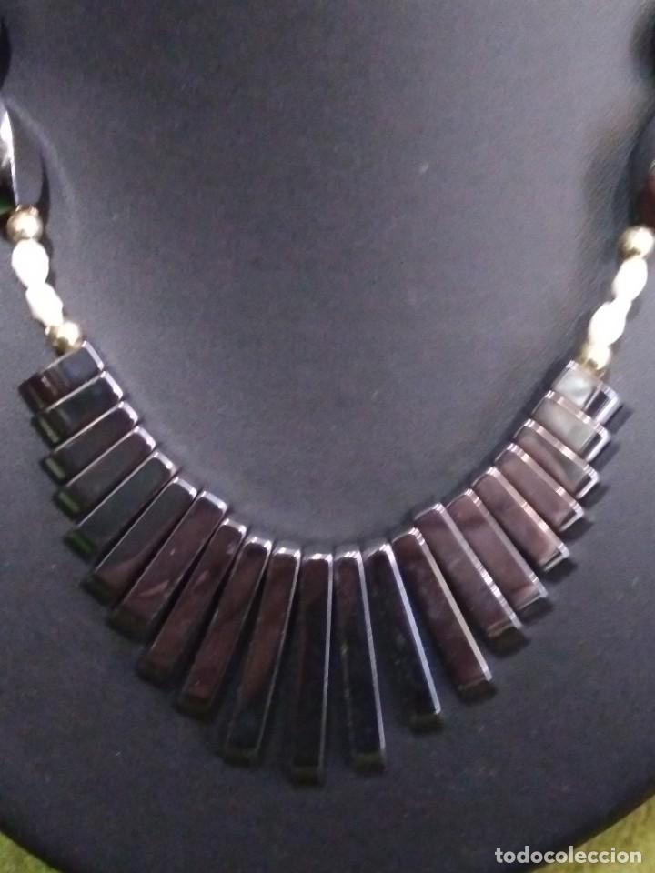 Joyeria: Gargantilla piedra hematite y perlitas de rio. REF-2000 - Foto 3