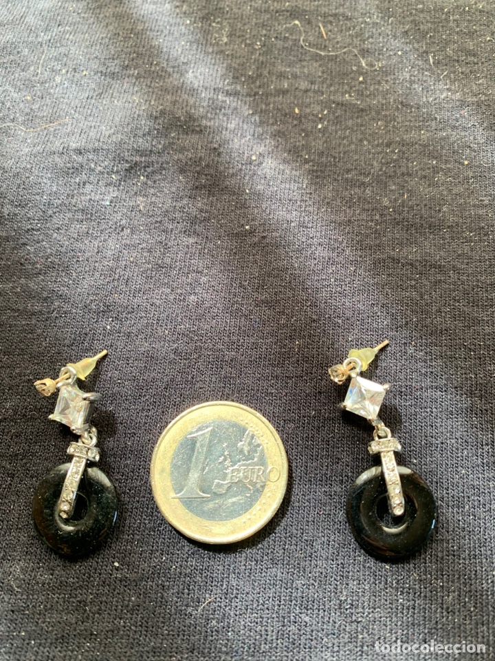 Joyeria: Pendientes negros con cristal blanco - Foto 1