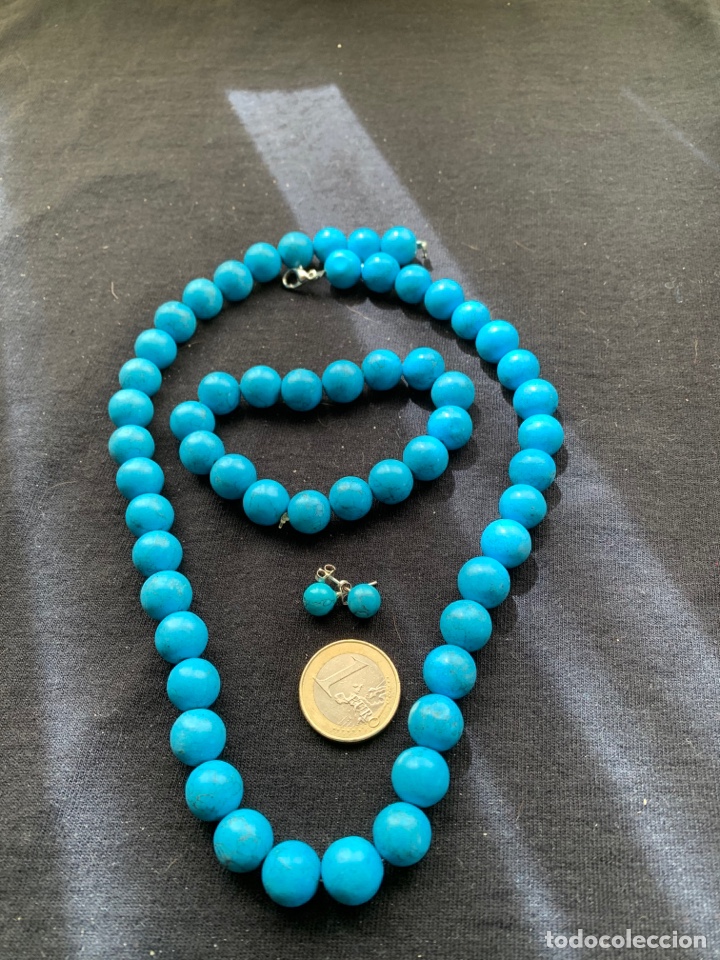 Joyeria: Collar pulsera y pendientes turquesa - Foto 1