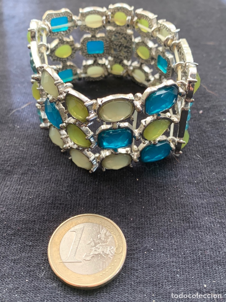 Joyeria: Pulsera plateada con esmalte azul y verde - Foto 2