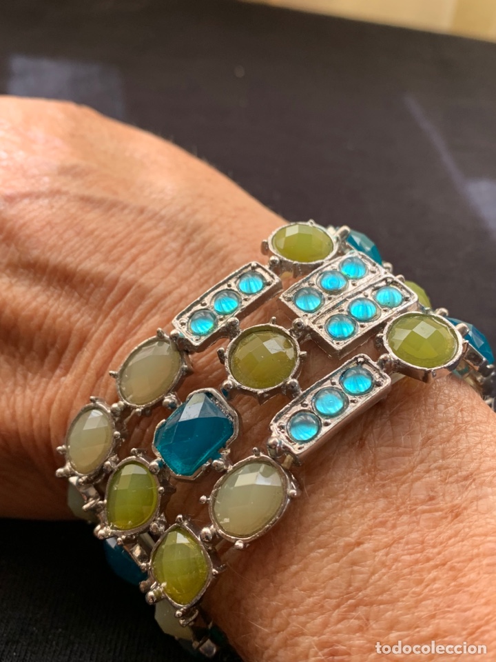 Joyeria: Pulsera plateada con esmalte azul y verde - Foto 3