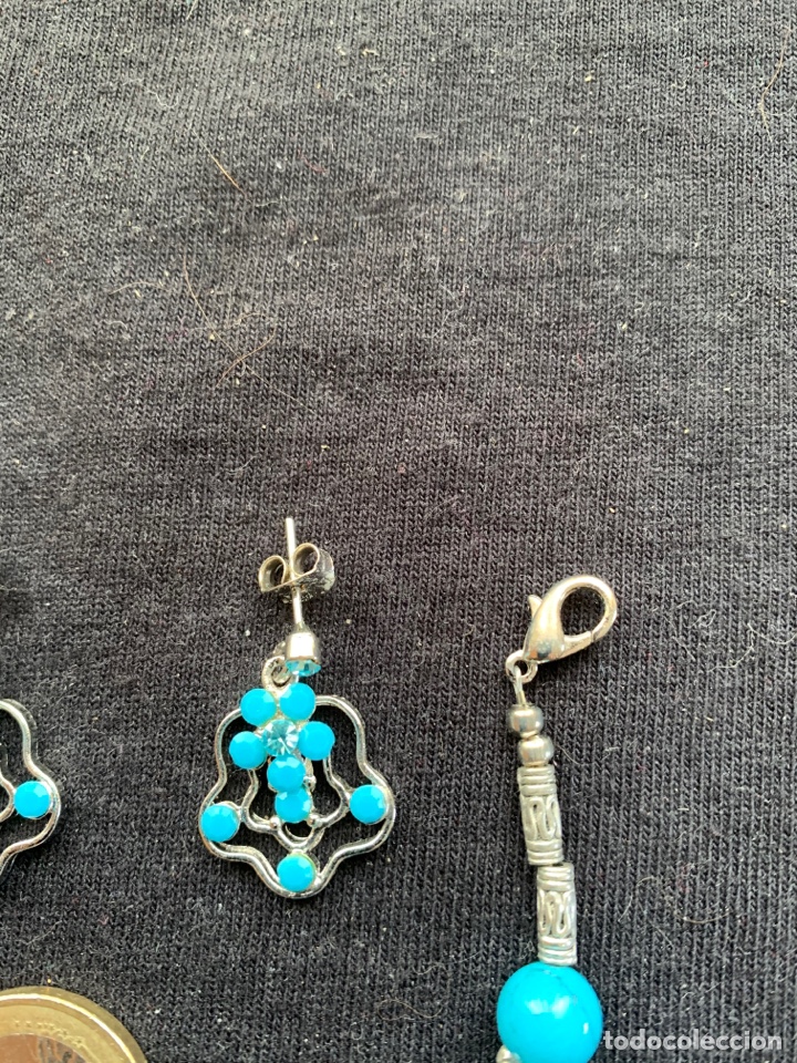 Joyeria: Pulsera y pendientes plateada y azul turquesa - Foto 3