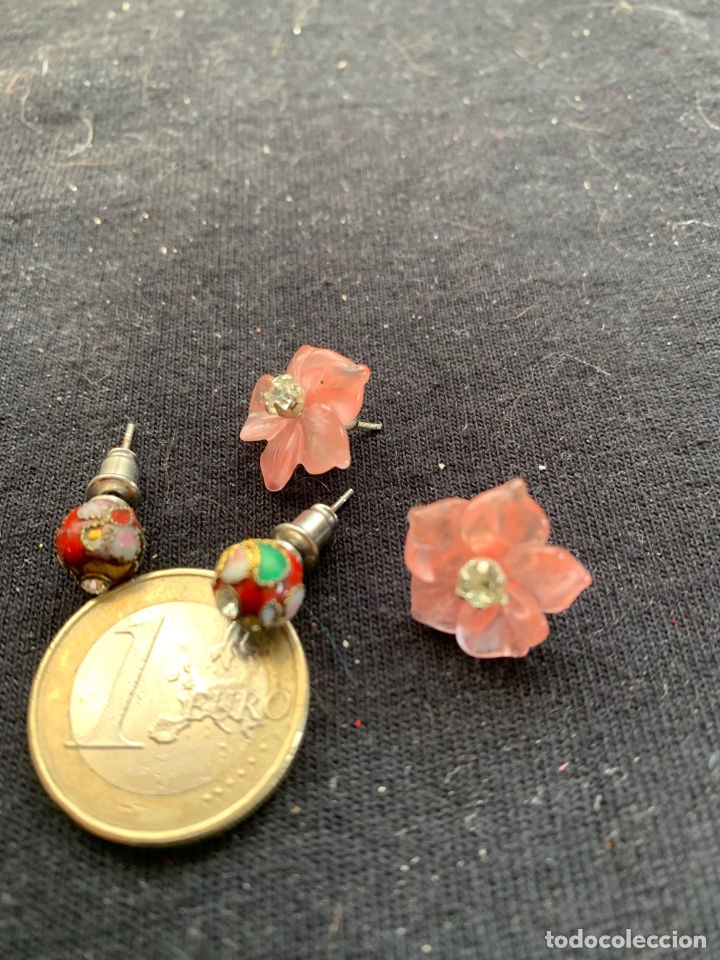 Joyeria: Pendientes 2 pares rosas rosas y esmalte - Foto 1
