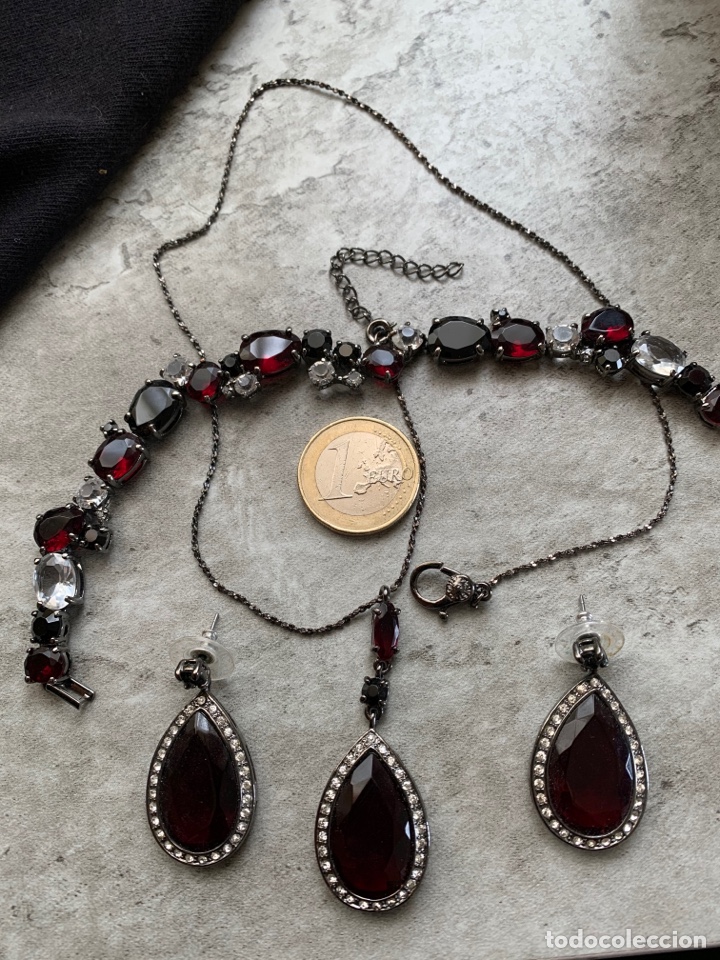 Joyeria: Collar pendientes y pulsera marca Monet negro y burdeos - Foto 1