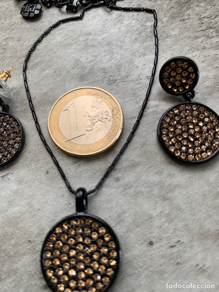 Joyeria: Collar y pendientes negro y marr&oacute;n marca Monet - Foto 2