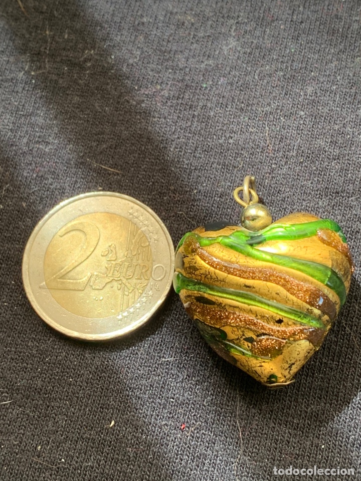 Joyeria: Colgante de coraz&oacute;n dorado verde y marron - Foto 1