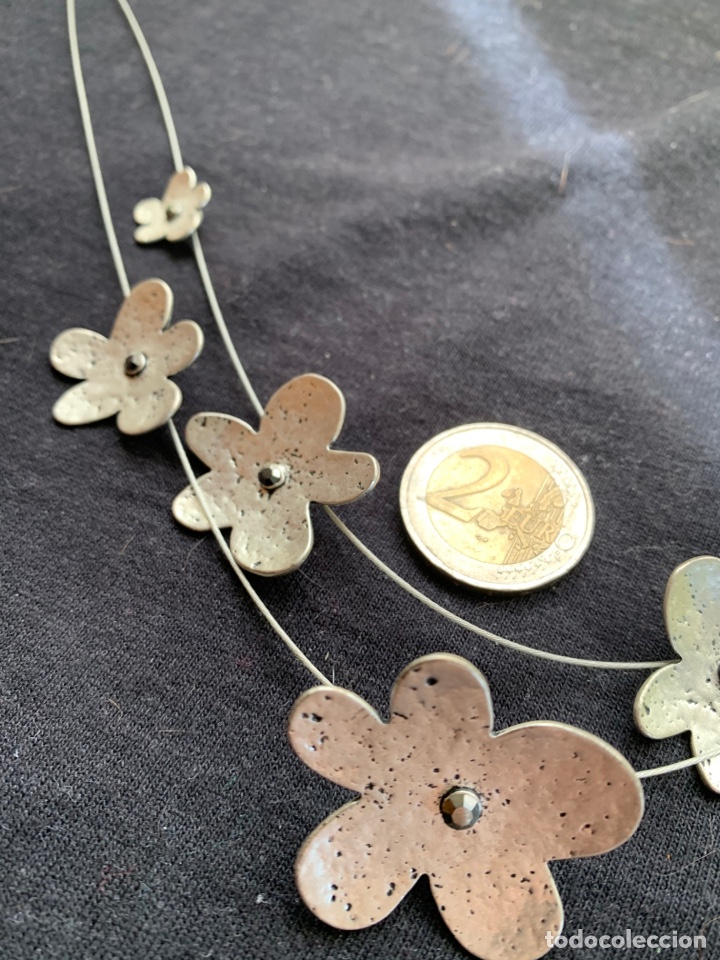 Joyeria: Collar dos filas de flores en plateado mate - Foto 4