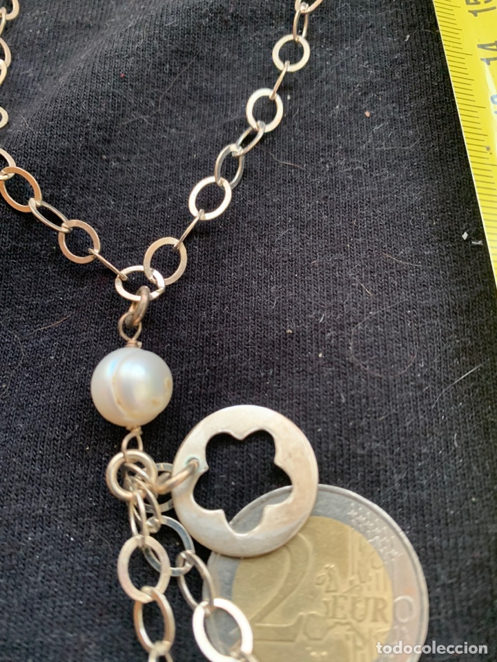 Joyeria: Collar plateado con flores y perlita - Foto 2