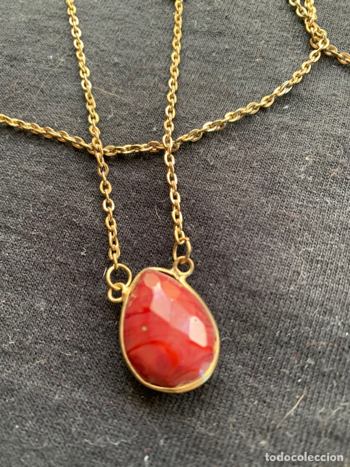 Joyeria: Dos cadenas doradas con piedras burdeos - Foto 4