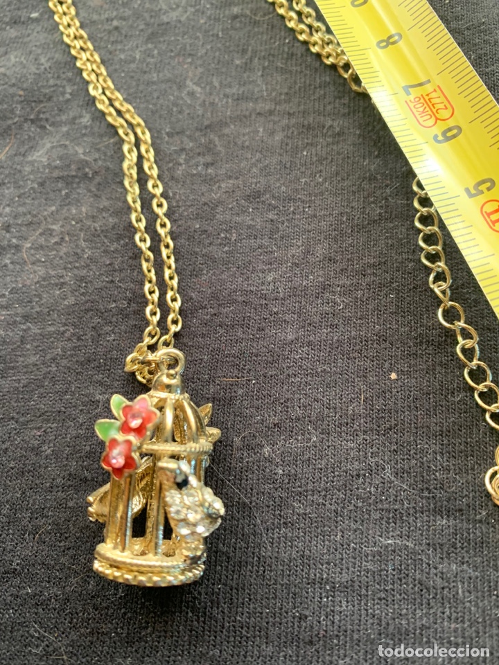 Joyeria: Cadena dorada con jaula con p&aacute;jaros y flores - Foto 2