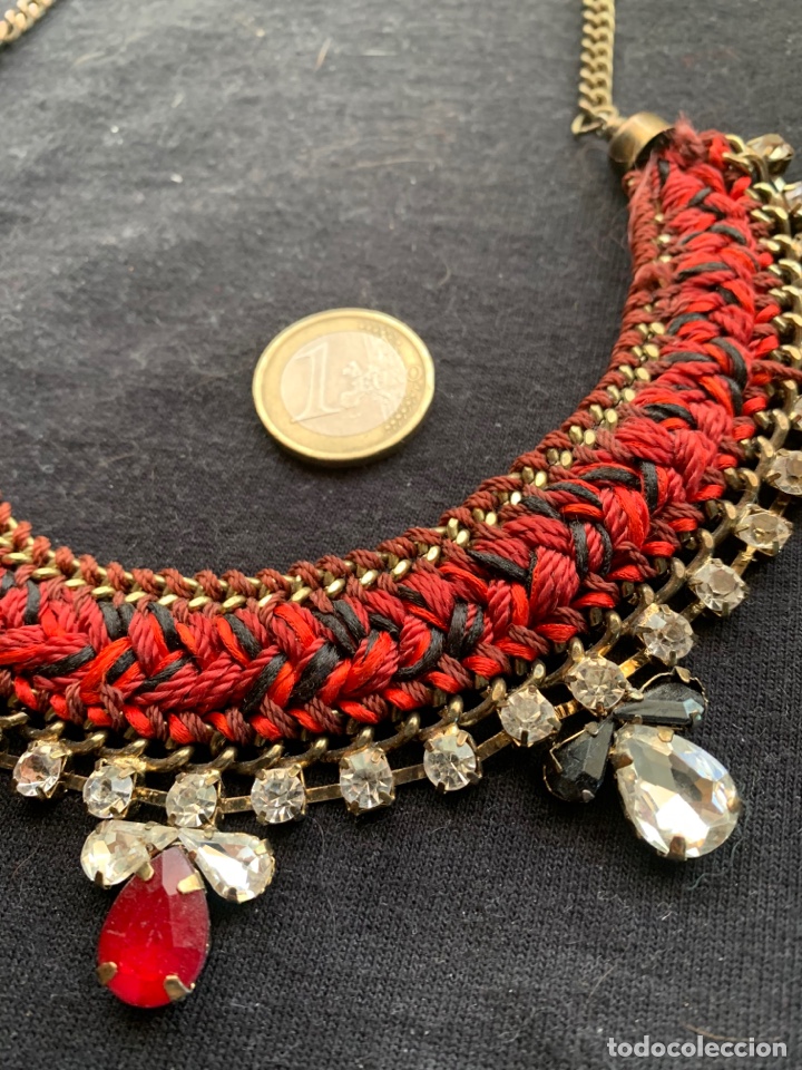 Joyeria: Gargantilla dorada con trenzado rojo - Foto 2