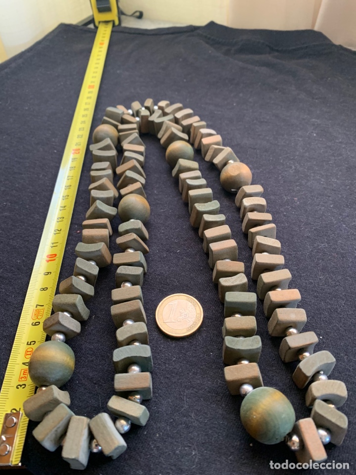 Joyeria: Collar de cuentas de madera pintada de verde caza - Foto 1