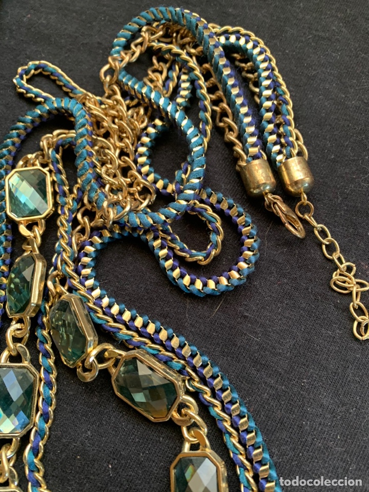 Joyeria: Collar dorado y azul de 3 filas - Foto 3