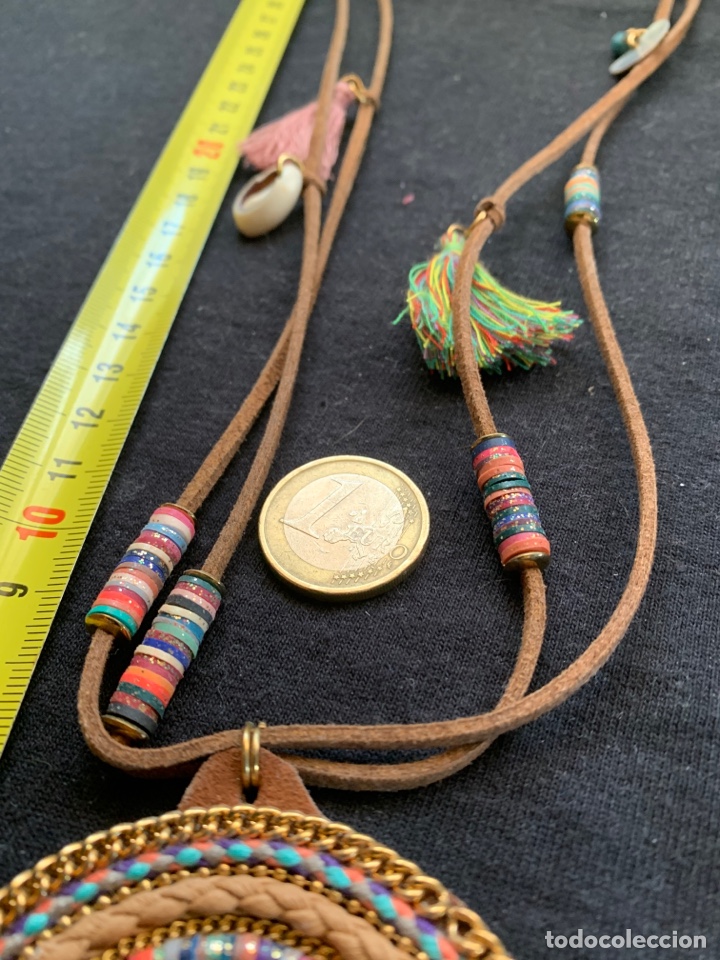 Joyeria: Collar en cord&oacute;n de ante marr&oacute;n multicolor - Foto 3