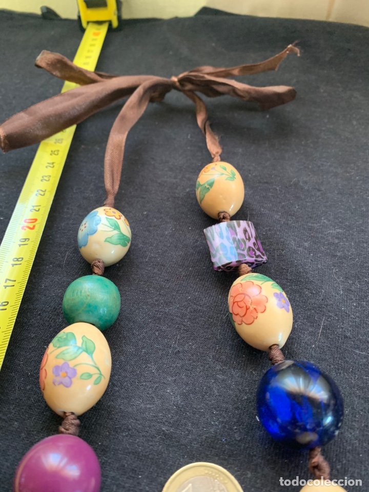 Joyeria: Collar de bolas de madera pintadas con flores - Foto 3
