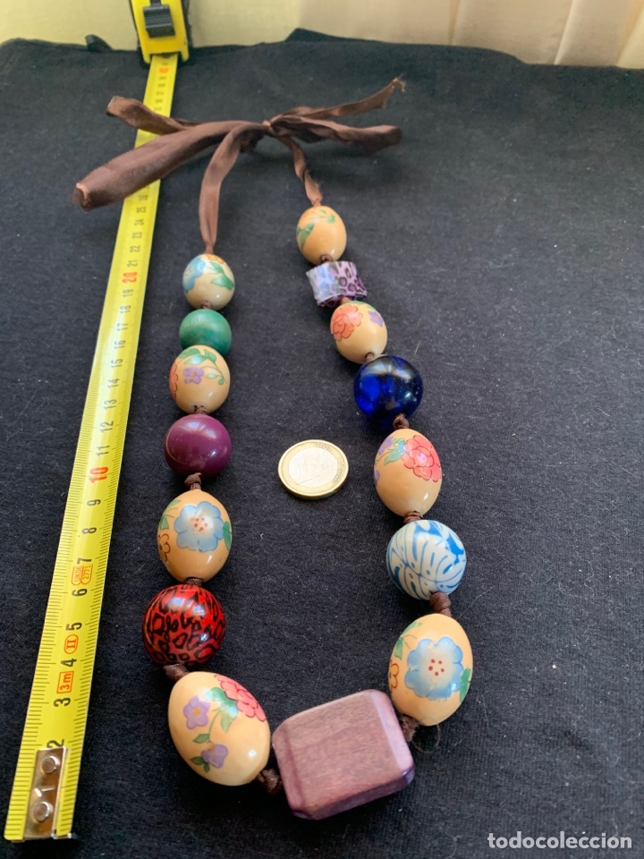 Joyeria: Collar de bolas de madera pintadas con flores - Foto 1