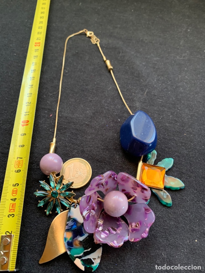 Joyeria: Gargantilla con flores verde morado y azul - Foto 1