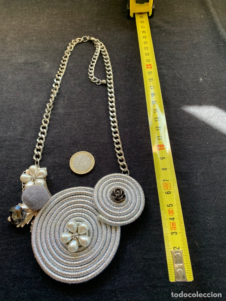 Joyeria: Gargantilla en plata mate con discos, flores y perlas - Foto 1