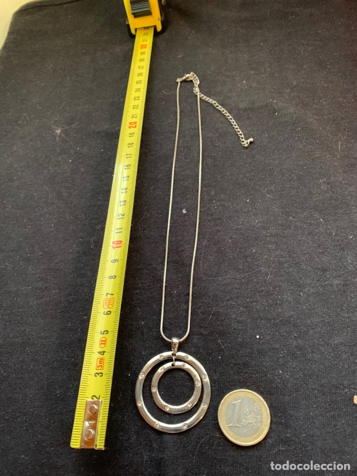 Joyeria: Colgante doble aro con strass y cadena plateada - Foto 2