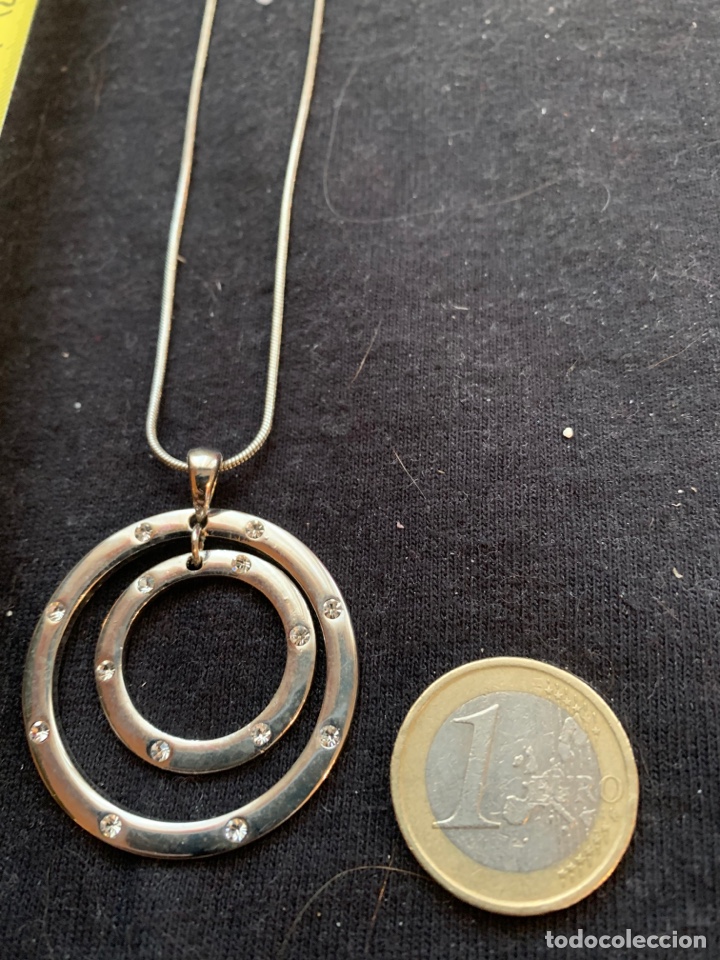 Joyeria: Colgante doble aro con strass y cadena plateada - Foto 1