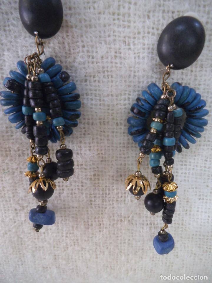 Joyeria: PENDIENTES - MADERA ( ABALORIOS AZUL ) - Foto 1