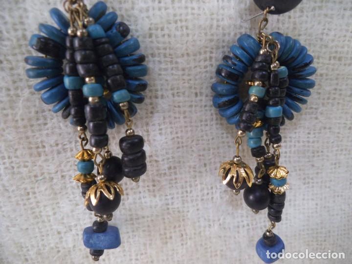 Joyeria: PENDIENTES - MADERA ( ABALORIOS AZUL ) - Foto 2