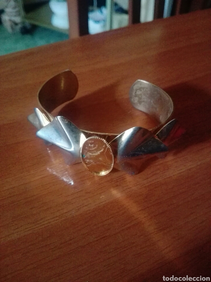 Schmuck: Pulsera contagiar fantas&iacute;a bisuter&iacute;a a&ntilde;os 80 chupada en oro
