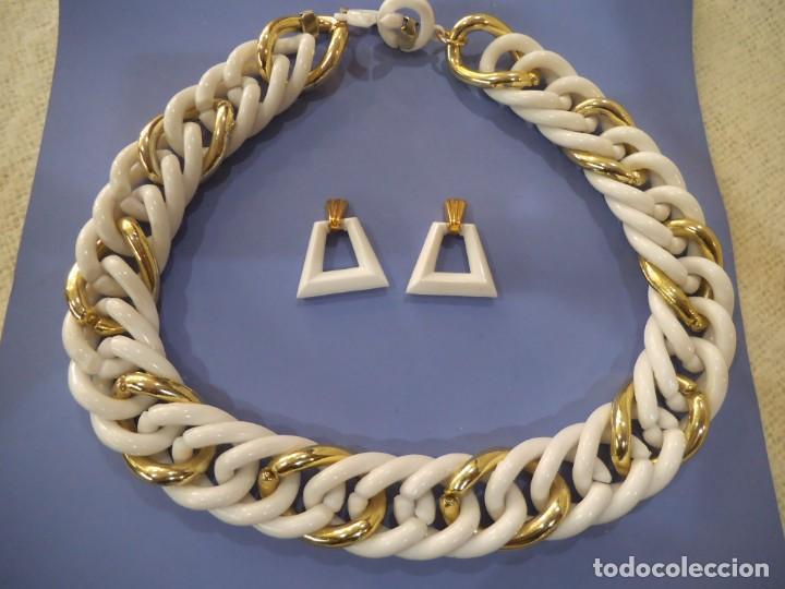 Joyeria: COLLAR Y PENDIENTES ( CADENA - BLANCO - ORO ) - Foto 1
