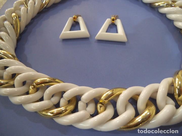 Joyeria: COLLAR Y PENDIENTES ( CADENA - BLANCO - ORO ) - Foto 2