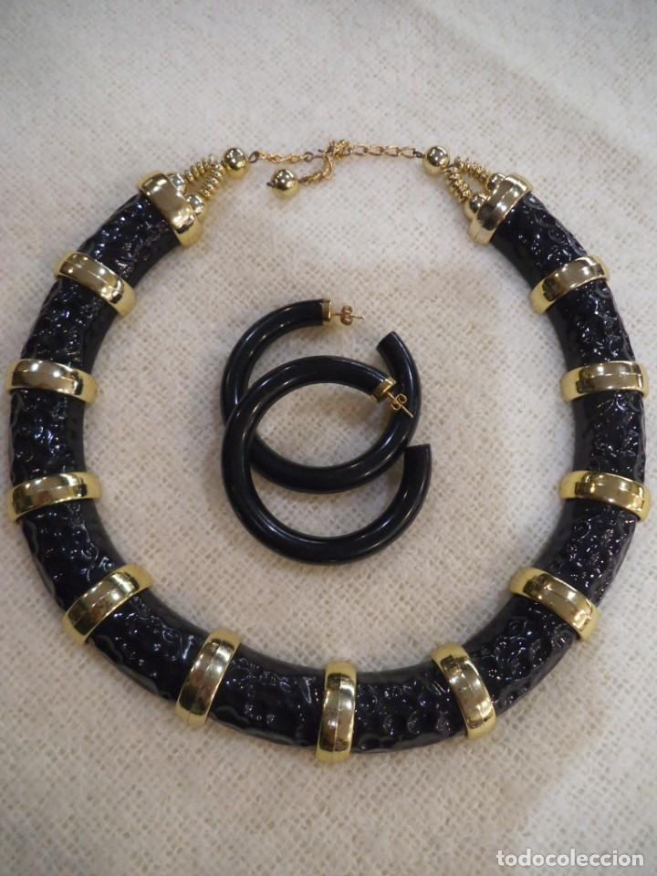 Joyeria: COLLAR Y PENDIENTES ( NEGRO - ORO ) R&Iacute;GIDO - Foto 1