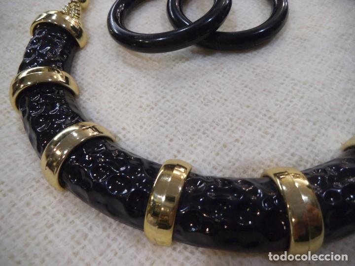Joyeria: COLLAR Y PENDIENTES ( NEGRO - ORO ) R&Iacute;GIDO - Foto 2