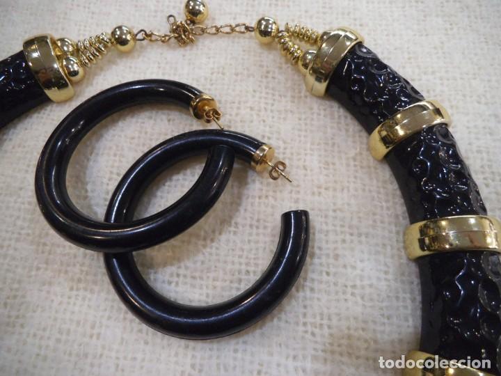Joyeria: COLLAR Y PENDIENTES ( NEGRO - ORO ) R&Iacute;GIDO - Foto 3