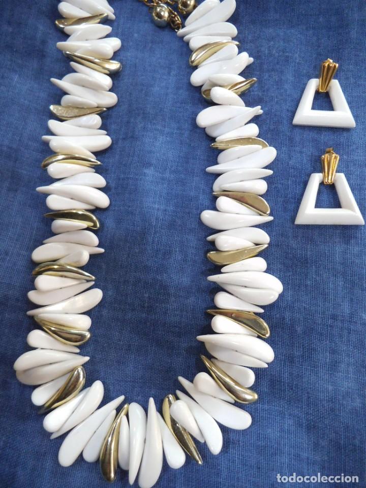 Joyeria: COLLAR Y PENDIENTES ( PINCHOS ) BLANCO - ORO - Foto 2