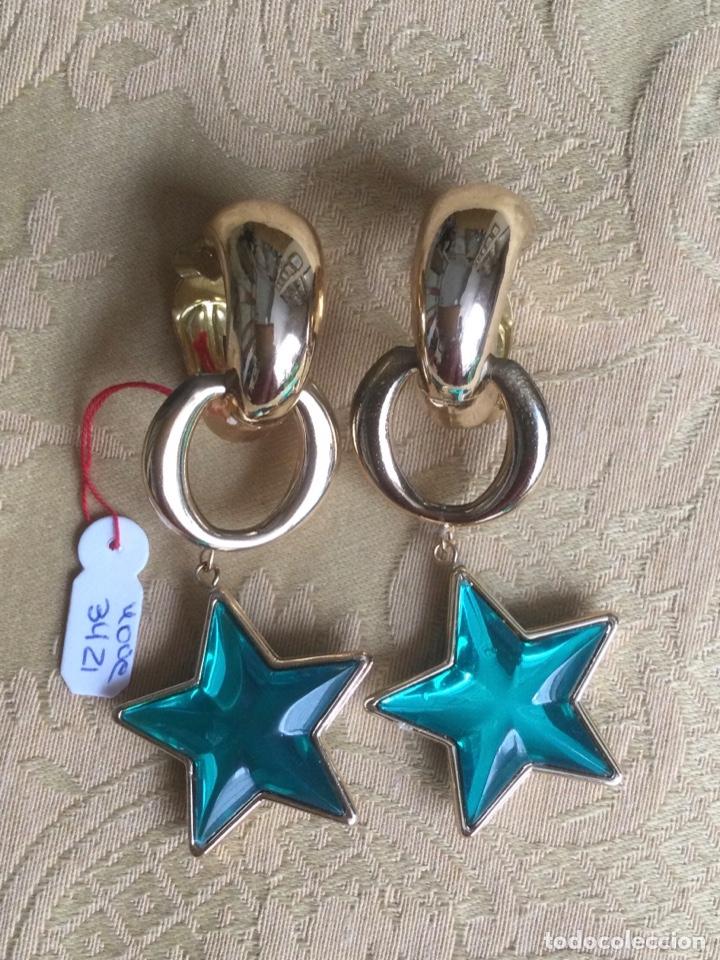 Joyeria: PENDIENTES VINTAGE LARGOS ESTRELLAS VERDE MAR - Foto 1