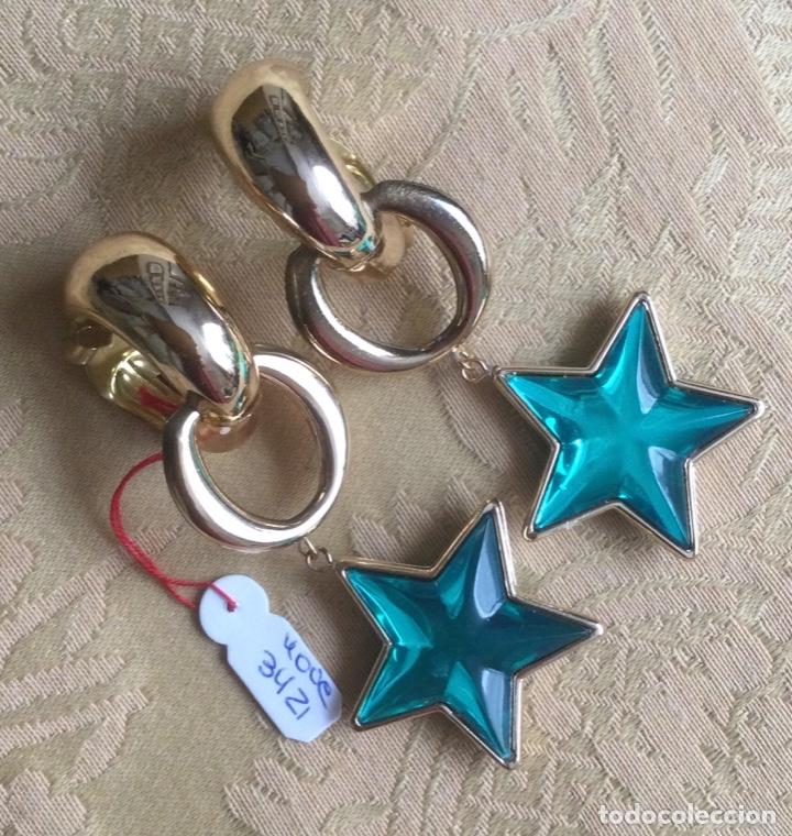Joyeria: PENDIENTES VINTAGE LARGOS ESTRELLAS VERDE MAR - Foto 3