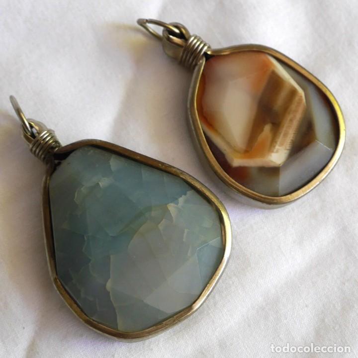 Gioielleria: 2 colgantes grandes de cuarzo &aacute;gata, metal plateado