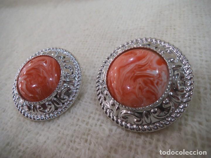 Joyeria: PENDIENTES - BOT&Oacute;N ( CORAL ) PLATEADO - Foto 3