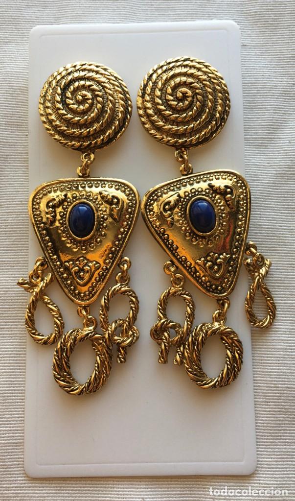 Joyeria: Pendientes dorados de clip muy originales. Bisuter&iacute;a a&ntilde;os 80 a estrenar