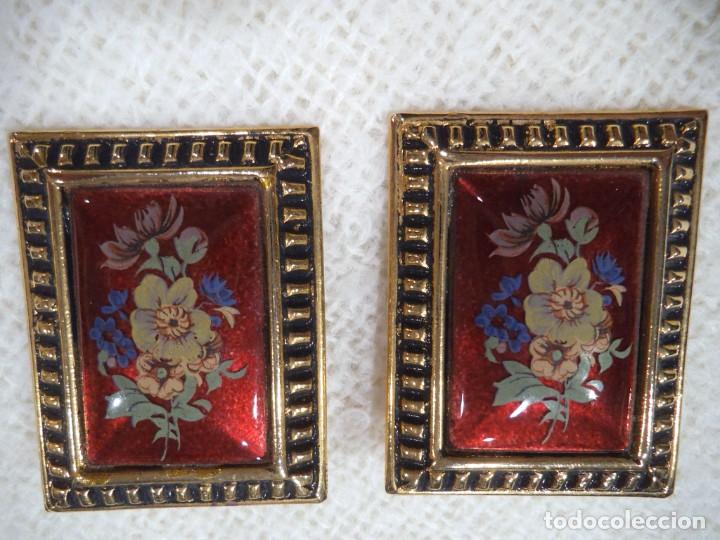 Joyeria: PENDIENTES ( CUADRO - FLORES ) GRANATE - Foto 1