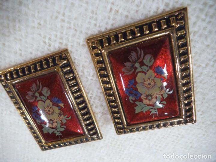 Joyeria: PENDIENTES ( CUADRO - FLORES ) GRANATE - Foto 2