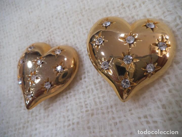 Joyeria: PENDIENTES ( CORAZ&Oacute;N - CRISTALES ) DORADO - Foto 2
