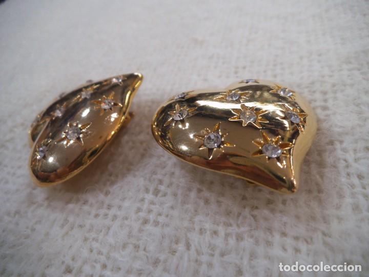 Joyeria: PENDIENTES ( CORAZ&Oacute;N - CRISTALES ) DORADO - Foto 4