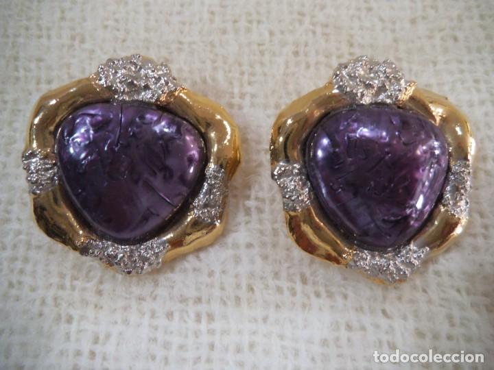 Joyeria: PENDIENTES ( R&Uacute;STICOS - MORADOS ) REDONDOS - Foto 1