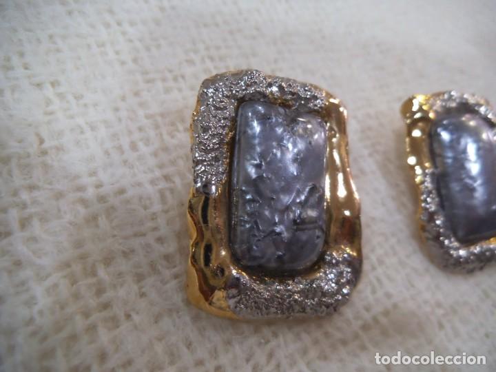 Joyeria: PENDIENTES ( R&Uacute;STICOS - GRIS ) CUADRADOS - Foto 3