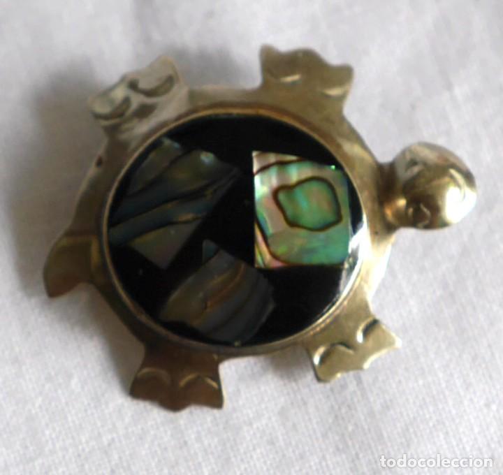 Joyeria: Broche de alpaca y n&aacute;car, forma de tortuga - Foto 2