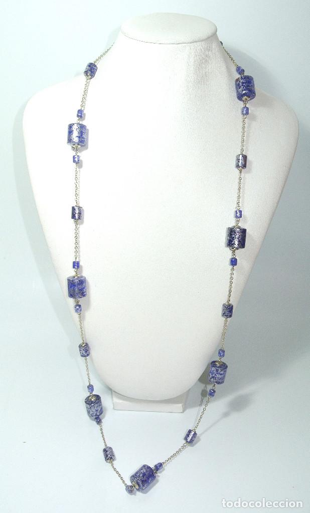 Joyeria: Collar largo color azul y plata, A&ntilde;o 2000, Nuevo - Foto 1