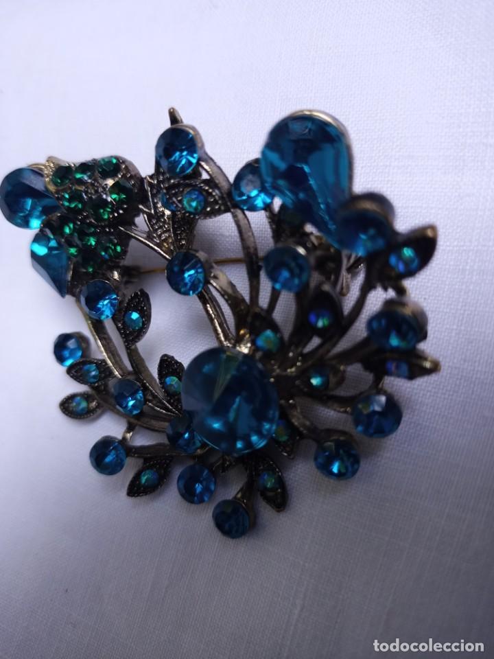 Joyeria: Broche de metal con adornos azules - Foto 7