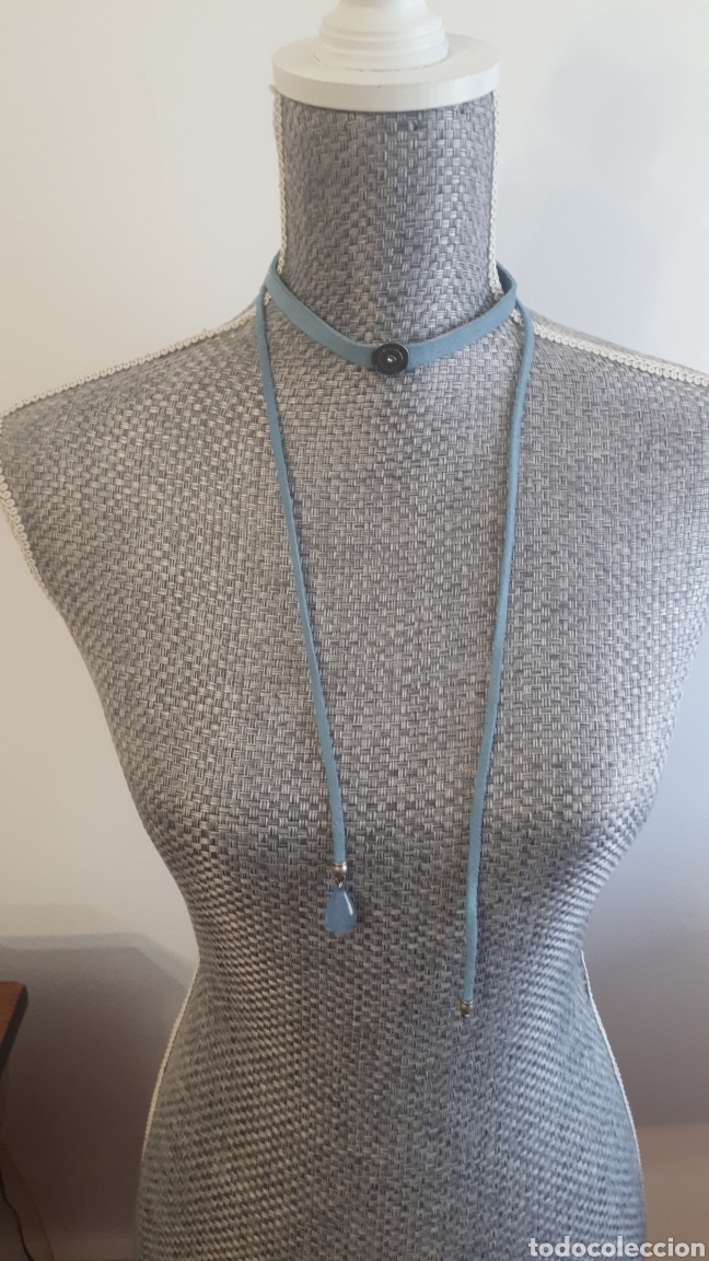 Joalharia: Collar cord&oacute;n azul tipo cuero